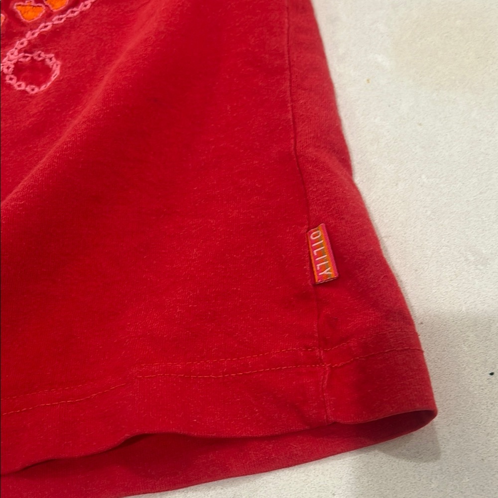 Oilily Long-Sleeve Logo Spell-out Red Shirt button Embellishments girls Sz 86 - Picture 7 of 12